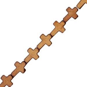 2 x Hematiet kralen kruis 6 x 8 mm – gat 1 mm – rose gol, Ophalen of Verzenden, Nieuw, Kraal