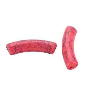 10 x Acryl kralen tube crackle Indian Red ca. 32x8mm (gat..., Ophalen of Verzenden, Nieuw, Kraal