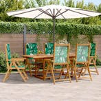vidaXL 7-delige Tuinset bladpatroon stof en massief hout, Verzenden, Nieuw, Hardhout, Tuinset