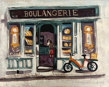 Franse school (XIX) - La boulangerie, Antiek en Kunst, Kunst | Schilderijen | Klassiek