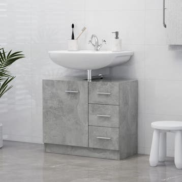 vidaXL Wastafelkast 63x30x54 cm bewerkt hout betongrijs, Verzenden, Nieuw, Wastafelkast, Minder dan 100 cm