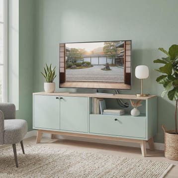 SediaXL TV Meubel 120 cm Lichtgroen met 2 Deuren, Lade en Op, Verzenden, Nieuw