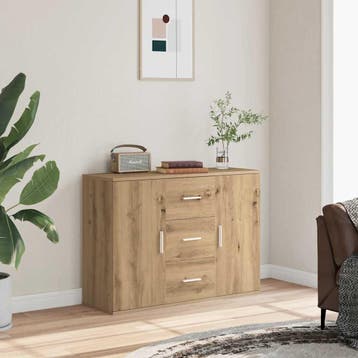 vidaXL Dressoir 90x29,5x65 cm bewerkt hout artisanaal, Huis en Inrichting, Verzenden, Nieuw, Overige houtsoorten