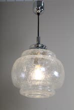 Vintage glazen hanglamp, Huis en Inrichting, Lampen | Hanglampen, Gebruikt, Glas