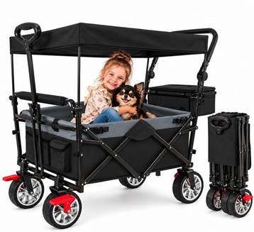 opvouwbare bolderwagen met zonnedak-zwart van Home-lux, Ophalen of Verzenden, Opvouwbaar, Nieuw