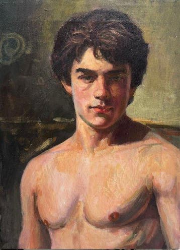 Italiaanse school (XX) - Ritratto maschile, Antiek en Kunst, Kunst | Schilderijen | Klassiek