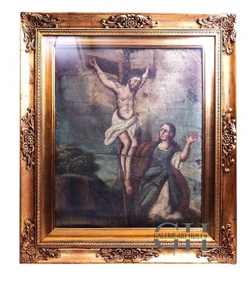 Italiaanse school (XVIII) - Jesus am Kreuz mit Magdalena