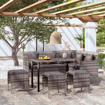 vidaXL 5-delige Loungeset met kussens L-vormig poly rattan, Verzenden, Nieuw, 5 zitplaatsen, Loungeset