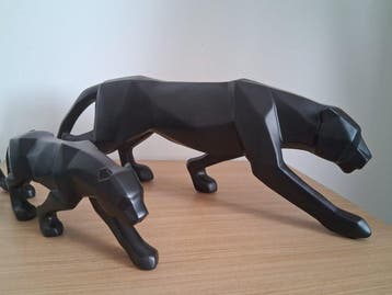 sculptuur, Set of 2 Leopard Figurines - 43 cm - Hars, Nieuw
