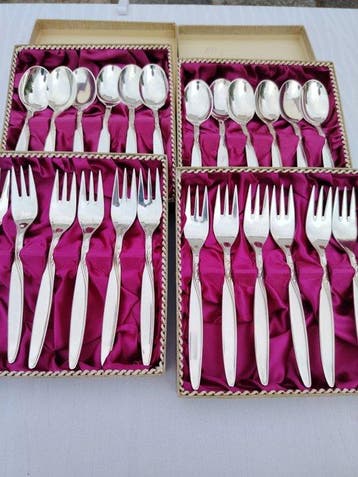 Bestekset voor 12 personen (24) - Verzilverd - dessert- of, Antiek en Kunst