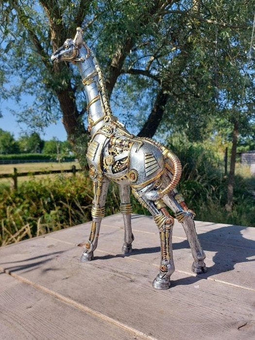 Beeld, standing giraffe steampunk - 53 cm - polyresin, Antiek en Kunst, Curiosa en Brocante
