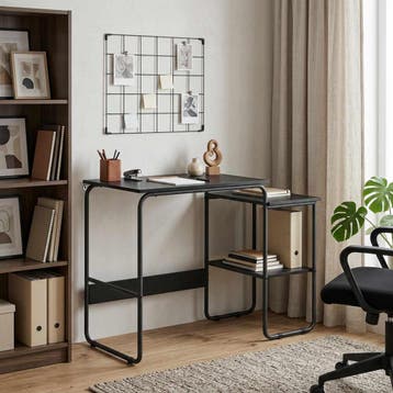 vidaXL Bureau met opbergruimte Zwart eiken 100 x 50 x 75 cm, Huis en Inrichting, Bureaus, Verzenden, Nieuw