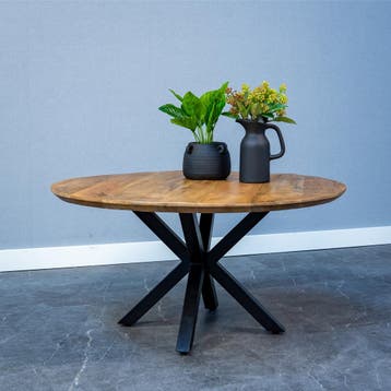 Salontafel Mangohout Tess Rond 90 cm, Verzenden, Rond, Nieuw, Industriële meubels