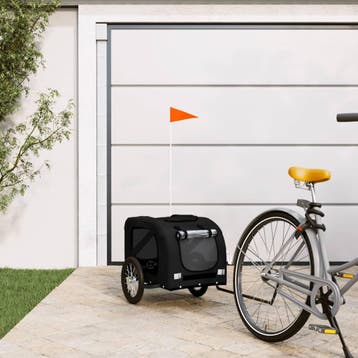 vidaXL Hondenfietstrailer oxford stof en ijzer zwart, Dieren en Toebehoren, Verzenden, Nieuw