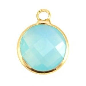 Crystal glas hanger rond 12mm Aqua blue opal-Gold (Bedels), Ophalen of Verzenden, Nieuw, Bedel