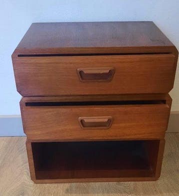 Nachtkastje - Teak, spaanplaat - Nachtkastje/wandkast 70