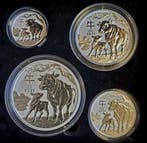 Set - Lunar III - 1/2 oz t/m 5 OZ - 2021- Year of the OX, Verzenden, Losse munt, Zilver