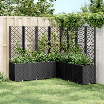 vidaXL Plantenbak met latwerk 160x160x140 cm polypropeen, Verzenden, Nieuw, Kunststof
