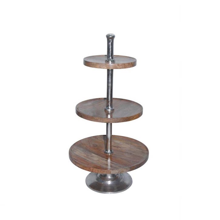 etagère hout rond 3 lagen 80cm, Huis en Inrichting, Woonaccessoires | Overige, Verzenden