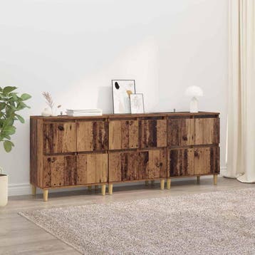 vidaXL Dressoirs 3 st Oud Hout 60 x 35 x 70 cm Bewerkt hout, Huis en Inrichting, Kasten | Dressoirs, Verzenden, Nieuw, 50 tot 100 cm