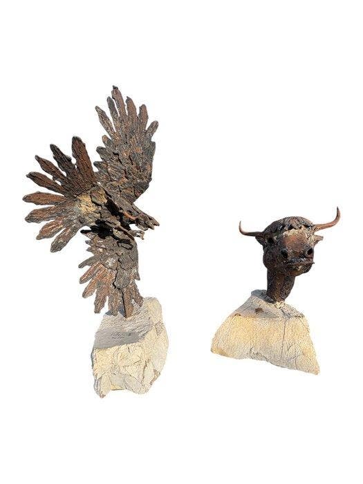 Vittorio Piotti (XX) - Aquila - testa di toro, Antiek en Kunst, Kunst | Designobjecten