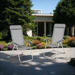 4 opvouwbare aluminium tuinstoelen met rugleuning - grijs, Verzenden, Nieuw