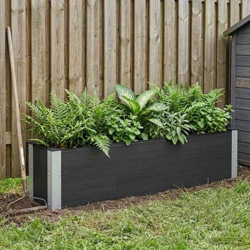 vidaXL Verhoogde plantenbak Zwart 150 x 30 x 36 cm WPC en, Verzenden, Nieuw, Minder dan 60 cm, 30 tot 60 cm