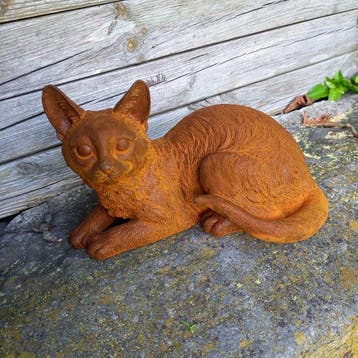 sculptuur, Liggende Kat - 22 cm - Gietijzer