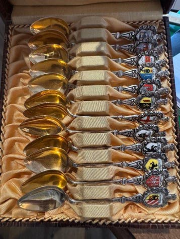 Fritz Reu & Co - Lepel (12) - .800 zilver, Vermeille -