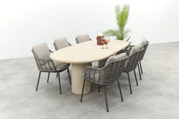 Taste Puglia/Hampton 6-persoons ovale tuinset 240x105 cm. -, Verzenden, Nieuw, Overige materialen, Tuinset