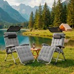 Ligstoel Cloud II met zonnekap, opvouwbaar - lichtgrijs, Set, Verzenden, Nieuw