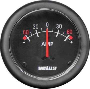VETUS Ampère meter 60A zwart oude logo 12/24 Volt gatmaat Ø, Ophalen of Verzenden, Nieuw