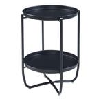 Tuintafel Sandefjord bijzettafel rond metaal 57,5xØ40 cm zwa, Verzenden, Nieuw