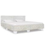 vidaXL Bedframe natuurlijk rattan grijs 180x200 cm, Overige materialen, Eenpersoons, Verzenden, Nieuw