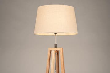 Rietveld Vloerlampen - Beige, Hout - Stof, Hout, Huis en Inrichting, Lampen | Vloerlampen, Verzenden, Nieuw