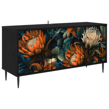 vidaXL Tv-meubel LOCHEM 102 x 33 x 51 cm Zwart eiken Bewerkt, Huis en Inrichting, Minder dan 50 cm, Verzenden, Nieuw, Minder dan 100 cm
