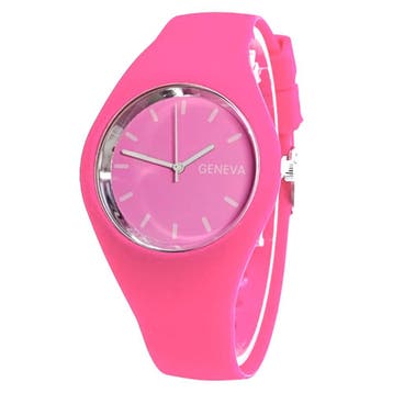 Fako - Horloge - Geneva - Siliconen Ultra - Fuchsia, Verzenden, Nieuw