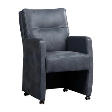 Leren eetkamerstoel Sharp - Kenia Denim (blauw) - Zonder, Eigentijds, Modern, Blauw, Nieuw, Leer