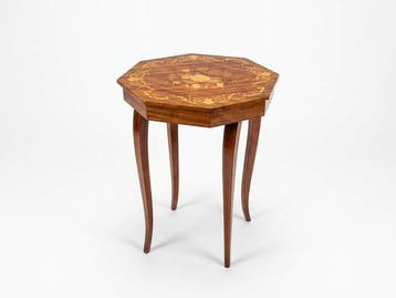 Bijzettafel - Wortelnotenhout, Walnoot, Esdoorn, Satijnhout,