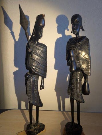Guerriero e fanciulla - sculptuur - Kenia (Zonder, Antiek en Kunst