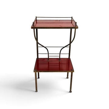 Bijzettafel - Messing, Hout - Dubbele Niveau Console