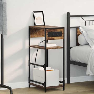 vidaXL Nachtkastje Gerookt eiken 40 x 27 x 76 cm Bewerkt, Huis en Inrichting, Slaapkamer | Nachtkastjes, Verzenden, Nieuw, Hout
