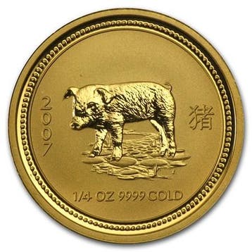 Gouden Lunar I - 1/20 oz 2007 Year of the Pig, Verzenden, Losse munt, Goud