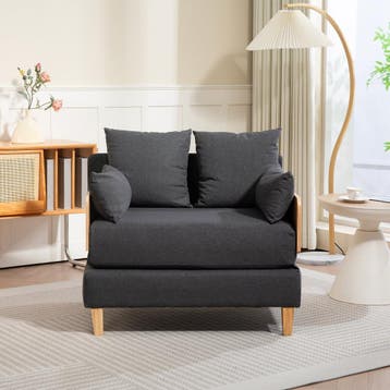 Slaapbank Seinlus 1-zits 81x88x68 cm donkergrijs [en.casa], Verzenden, Nieuw