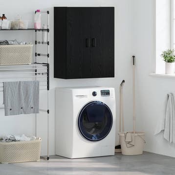 vidaXL Wandkast Zwart Eiken 69,5 x 34 x 90 cm Bewerkt hout, Minder dan 50 cm, Verzenden, Nieuw, Minder dan 100 cm