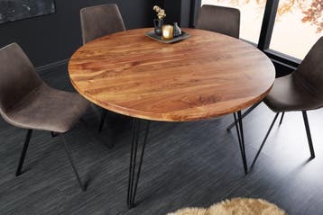 Ronde eettafel SCORPION 120cm natuurlijk acacia massief hout, Huis en Inrichting, Tafels | Eettafels, Ophalen of Verzenden, Nieuw