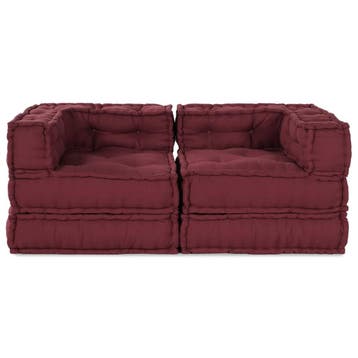 vidaXL Modulair Sofabet 2 st Stof Bordeaux 140 x 70 x 56 cm, Huis en Inrichting, Woonaccessoires | Kussens, Verzenden, Nieuw, Rood