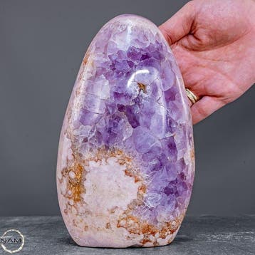 Amethyst- en roze amethyst freiform – elegant uniek stuk met