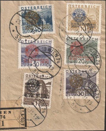 Oostenrijk 1931 - Oostenrijk 518-23, Rotary, briefdeel met, Postzegels en Munten, Postzegels | Europa | Oostenrijk, Gestempeld