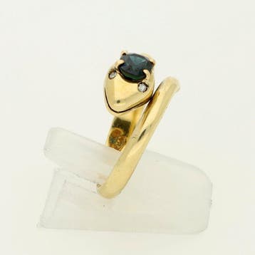 Ring - 18 karaat Geel goud Saffier - Diamant, Nieuw